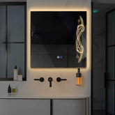 LED Spiegel Quadratisch | Touch-Schalter | Anti-Beschlag-Funktion | Warmweißes Licht - Reyze Seria Good Vibes Model 6